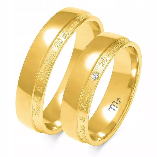 ZŁOTE OBRĄCZKI pr 333 ŚLUBNE 5,5mm CYRKONIA A-229