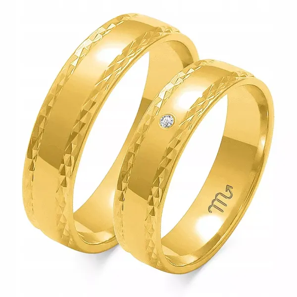 ZŁOTE OBRĄCZKI ŚLUBNE pr 333 4mm BRYLANT O-104