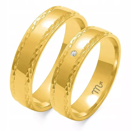 ZŁOTE 585 OBRĄCZKI ŚLUBNE 4mm BRYLANT GRAWER O-104 ZŁOTE 585 OBRĄCZKI ŚLUBNE 4mm BRYLANT GRAWER O-104