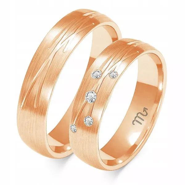 OBRĄCZKI ZŁOTE 14K 5 mm BRYLANT SOCZEWKA O-137