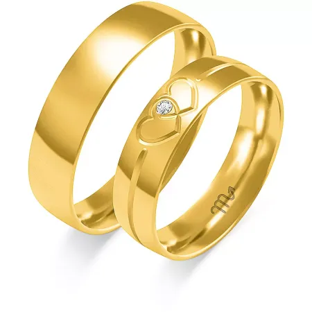 ZŁOTE 14K ŚLUBNE OBRĄCZKI SERCA BRYLANT 5mm O-367 ZŁOTE 14K ŚLUBNE OBRĄCZKI SERCA BRYLANT 5mm O-367