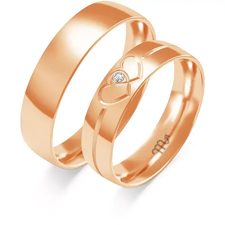 ZŁOTE 14K ŚLUBNE OBRĄCZKI SERCA BRYLANT 5mm O-367 ZŁOTE 14K ŚLUBNE OBRĄCZKI SERCA BRYLANT 5mm O-367