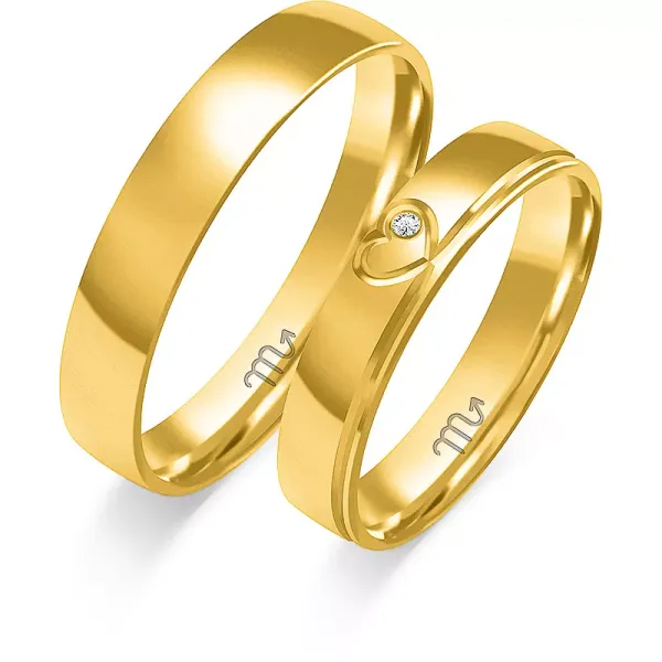 ZŁOTE 14K OBRĄCZKI SERCE CYRKONIA GRAWER O-368