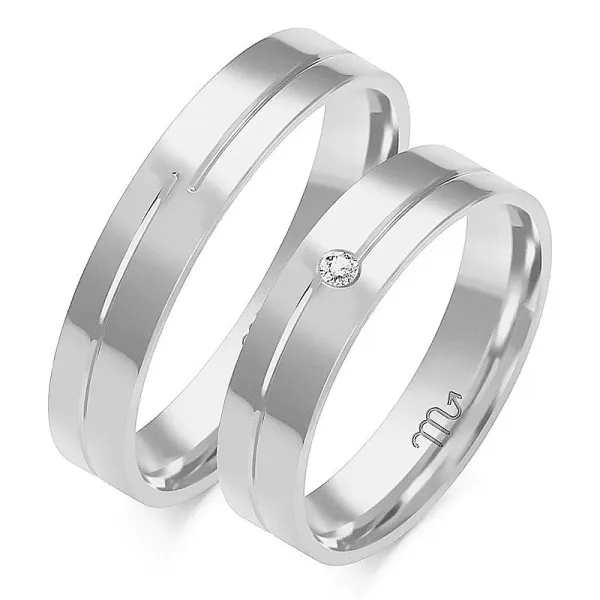 OBRĄCZKI 585 BIAŁE ZŁOTO 5,5mm CYRKONIA O-80