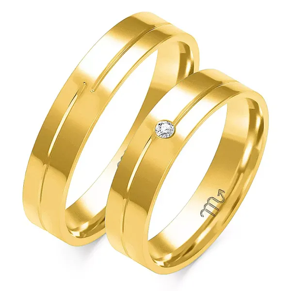 ZŁOTE 585 OBRĄCZKI DIAMENT 5,5mm PŁASKIE O-80