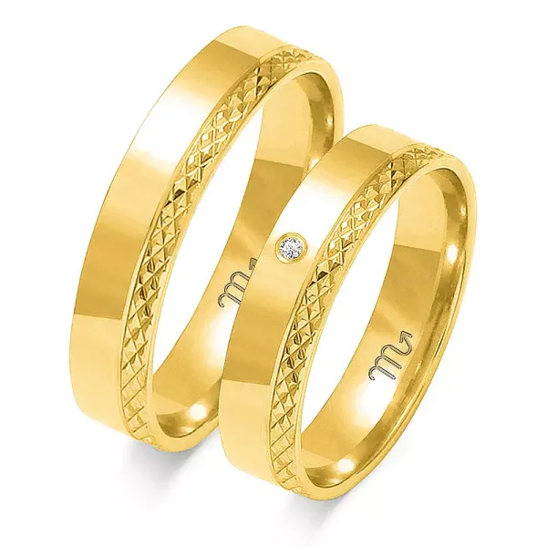 Złote 8K Obrączki Soczewka 5mm Diament OE-199
