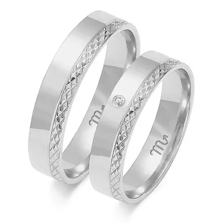 Obrączki 14K Ślubne Diament 5mm Płaskie OE-199B Obrączki 14K Ślubne Diament 5mm Płaskie OE-199B