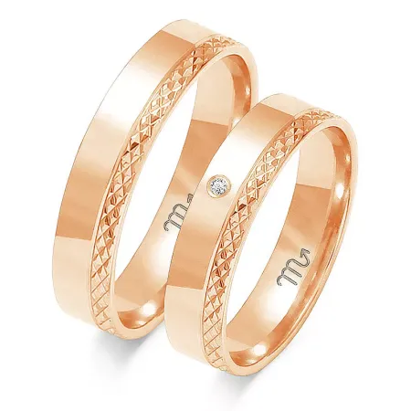 Obrączki 14K Ślubne Diament 5mm Płaskie OE-199B Obrączki 14K Ślubne Diament 5mm Płaskie OE-199B