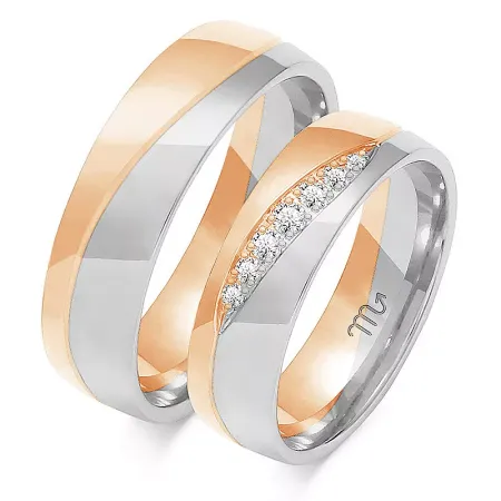 ZŁOTE 14K OBRĄCZKI ŚLUBNE CYRKONIE 6mm OE-216