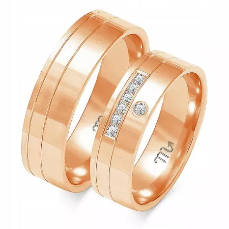 ZŁOTE 14K OBRĄCZKI ŚLUBNE BRYLANTY PŁASKIE OE-217 ZŁOTE 14K OBRĄCZKI ŚLUBNE BRYLANTY PŁASKIE OE-217