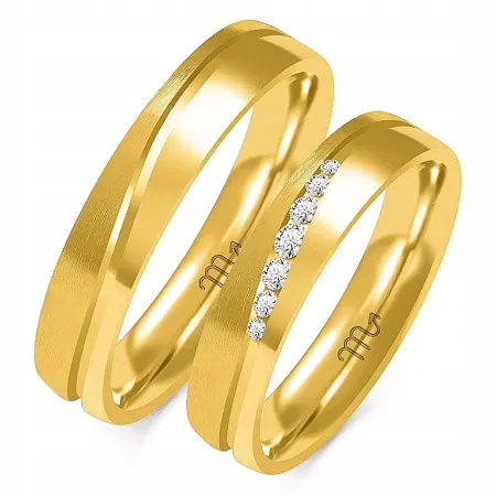 ZŁOTE ŚLUBNE 14K OBRĄCZKI 5mm CYRKONIA OE-222 ZŁOTE ŚLUBNE 14K OBRĄCZKI 5mm CYRKONIA OE-222