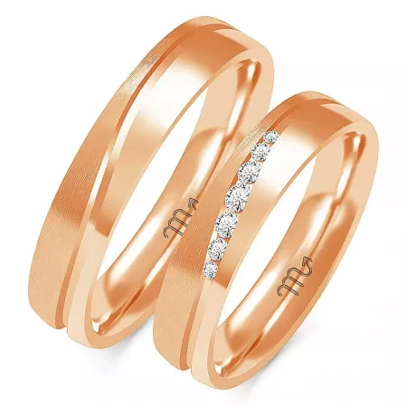 ZŁOTE ŚLUBNE 14K OBRĄCZKI 5mm CYRKONIA OE-222 ZŁOTE ŚLUBNE 14K OBRĄCZKI 5mm CYRKONIA OE-222