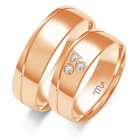 OBRĄCZKI BIAŁE ZŁOTO 14K BRYLANTY SOCZEWKA GRAWER