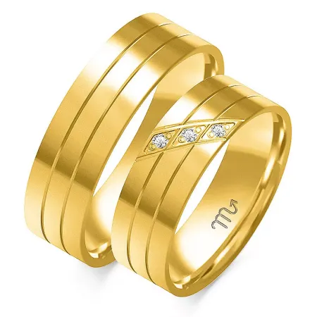 ZŁOTE OBRĄCZKI pr 585 PŁASKIE CYRKONIA 6mm GRAWER