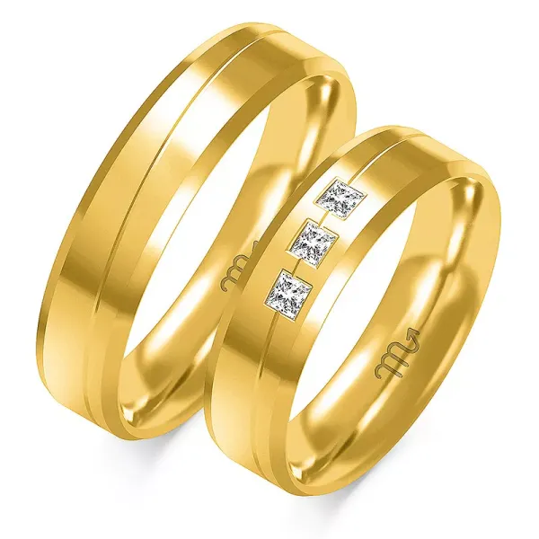 ZŁOTE ŚLUBNE 333 OBRĄCZKI BRYLANTY 5.5mm PŁASKIE