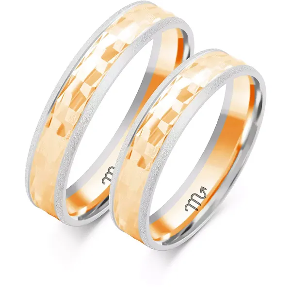 ŚLUBNE 14K MODNE OBRĄCZKI 4.5mm SOCZEWKA GRAWER