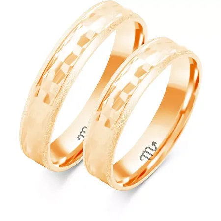 ZŁOTE 14K ŚLUBNE OBRĄCZKI 4.5mm SOCZEWKA GRAWER ZŁOTE 14K ŚLUBNE OBRĄCZKI 4.5mm SOCZEWKA GRAWER