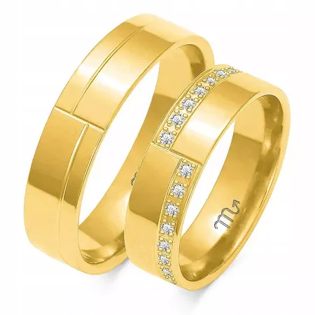 ZŁOTE 14K ŚLUBNE OBRĄCZKI BRYLANTY 5.5mm GRAWER ZŁOTE 14K ŚLUBNE OBRĄCZKI BRYLANTY 5.5mm GRAWER
