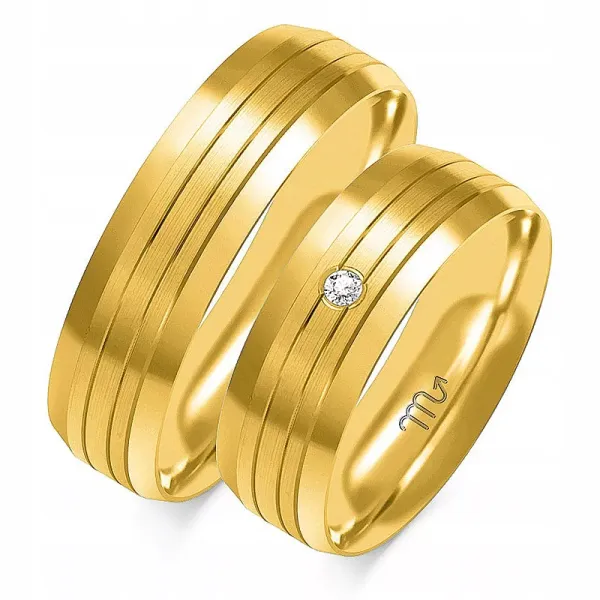 OBRĄCZKI ZŁOTE 8K 6mm CYRKONIA