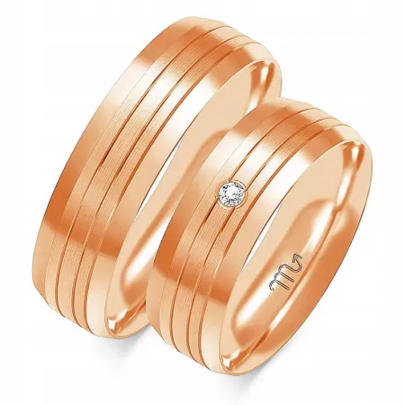 ZŁOTE 14K ŚLUBNE OBRĄCZKI CYRKONIA 5mm GRAWER ZŁOTE 14K ŚLUBNE OBRĄCZKI CYRKONIA 5mm GRAWER