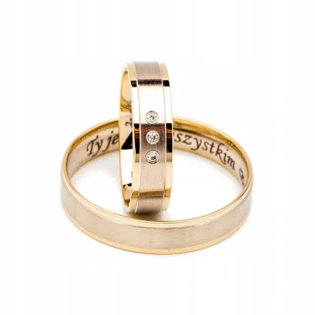 ŚLUBNE ŻÓŁTO BIAŁE 14K OBRĄCZKI DIAMENTY GRAWER ŚLUBNE ŻÓŁTO BIAŁE 14K OBRĄCZKI DIAMENTY GRAWER