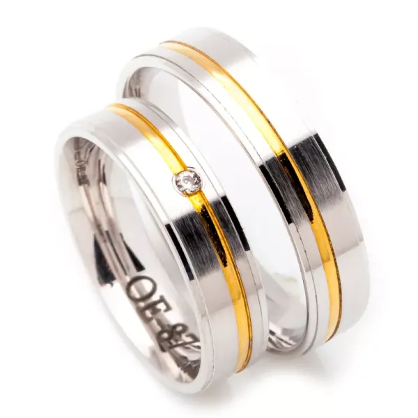 BIAŁO ŻÓŁTE OBRĄCZKI 14K DIAMENT SOCZEWKA GRAWER