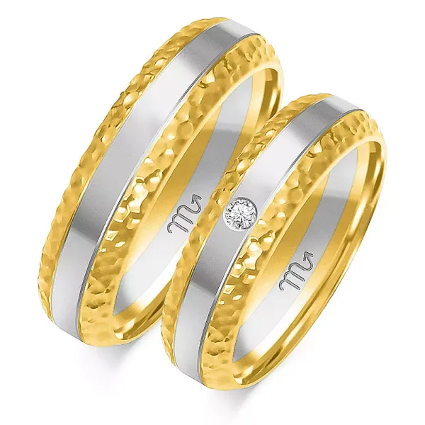 ŚLUBNE 14K PBRĄCZKI ŻÓŁTO BIAŁE 5,5mm DIAMENT