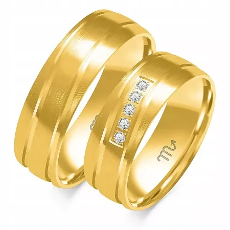 Złote Żółte 14K Obrączki Cyrkonia 7mm Półokrągłe Złote Żółte 14K Obrączki Cyrkonia 7mm Półokrągłe