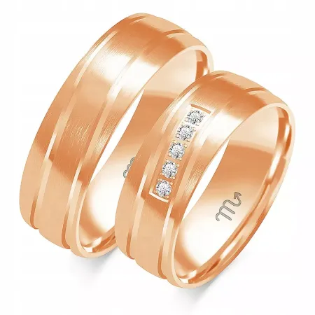 Złote Żółte 14K Obrączki Cyrkonia 7mm Półokrągłe Złote Żółte 14K Obrączki Cyrkonia 7mm Półokrągłe