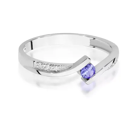 Pierścionek 585 Diamenty Tanzanit 0,15 ct Grawer Pierścionek 585 Diamenty Tanzanit 0,15 ct Grawer