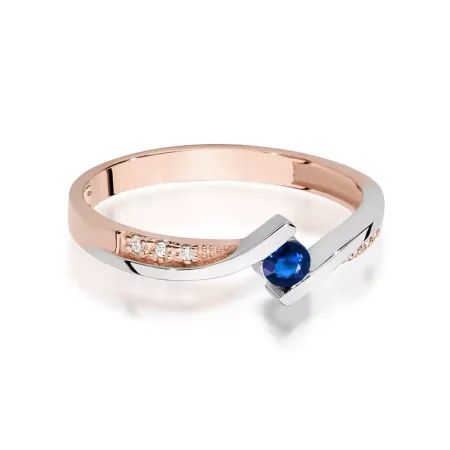 Pierścionek 585 Diamenty Szafir 0,15 ct Grawer