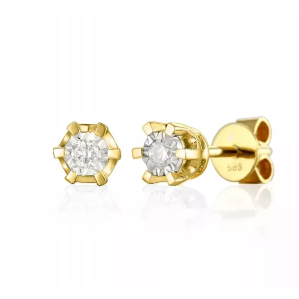 ZŁOTE KOLCZYKI Z DIAMENTAMI 0.08ct SZTYFT E54803