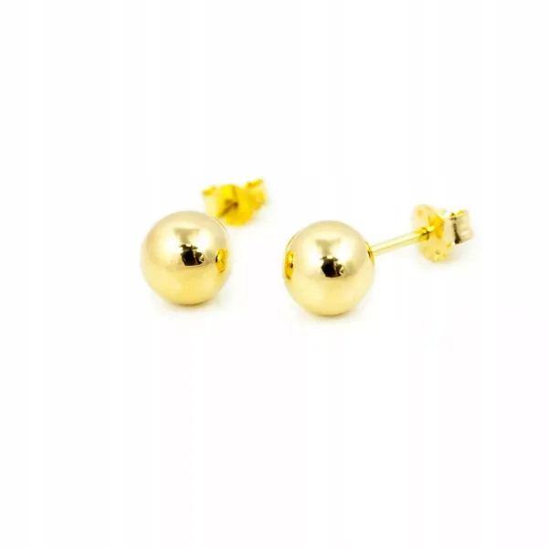 ZŁOTE KOLCZYKI 585 KULKI 8,0 mm POŁYSK SZTYFT