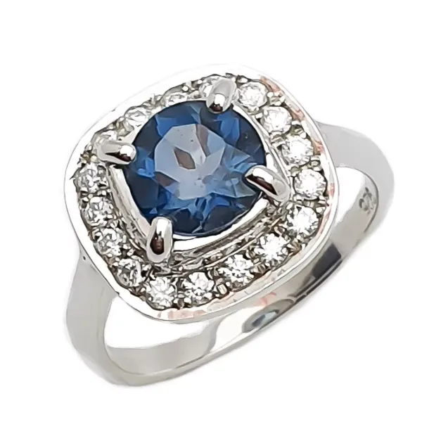 SREBRNY PIERŚCIONEK NATURALNY TOPAZ LONDON BLUE