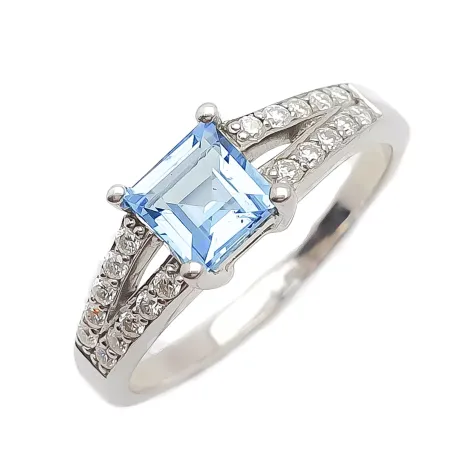 SREBRNY PIERŚCIONEK NATURALNY SWISS BLUE TOPAZ