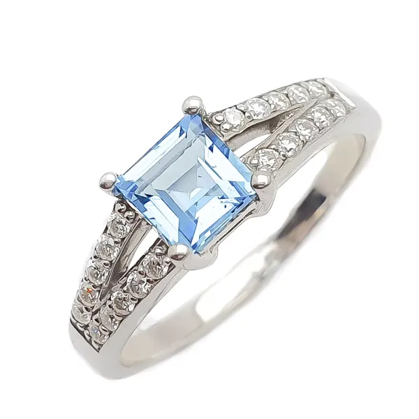 SREBRNY PIERŚCIONEK NATURALNY SWISS BLUE TOPAZ