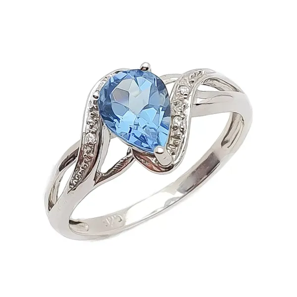 SREBRNY PIERŚCIONEK NATURALNY SWISS BLUE TOPAZ