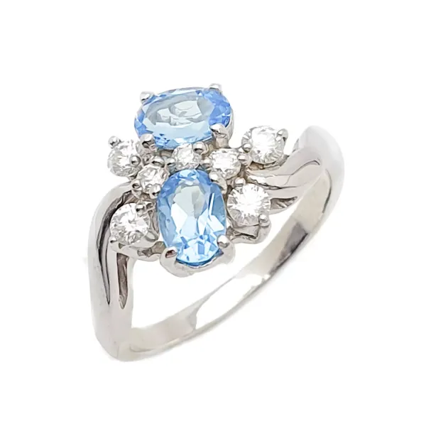 SREBRNY PIERŚCIONEK NATURALNY SWISS BLUE TOPAZ