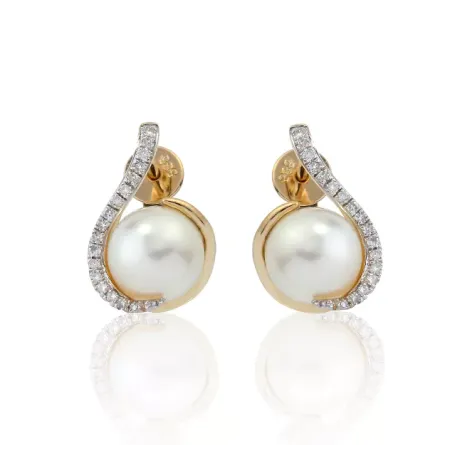 ZŁOTE ELEGANCKIE KOLCZYKI PERŁY DIAMENTY PRÓBA 585 ZŁOTE ELEGANCKIE KOLCZYKI PERŁY DIAMENTY PRÓBA 585