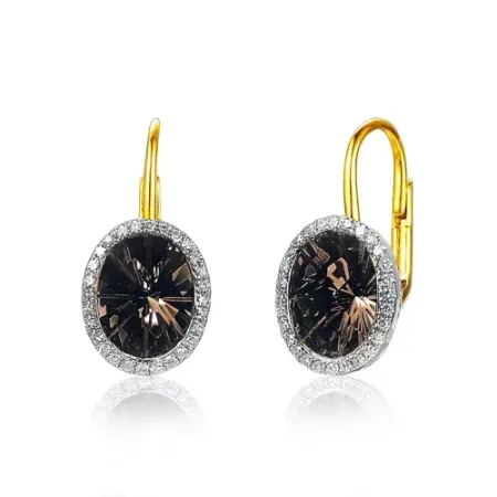 ZŁOTE 14K KOLCZYKI KWARC DIAMENTY PATENTKA ZŁOTE 14K KOLCZYKI KWARC DIAMENTY PATENTKA