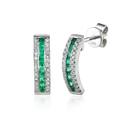 ZŁOTE 14K KOLCZYKI SZMARAGD DIAMENTY SZTYFT ZŁOTE 14K KOLCZYKI SZMARAGD DIAMENTY SZTYFT