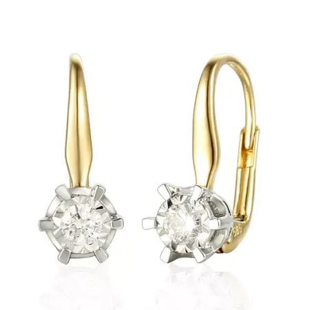 ZŁOTE KOLCZYKI BRYLANTY 0,36 CT PATENTKA PRÓBA 585 ZŁOTE KOLCZYKI BRYLANTY 0,36 CT PATENTKA PRÓBA 585