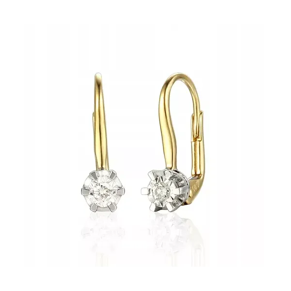 KOLCZYKI Z DIAMENTAMI 0.19ct PRÓBA 585 PREZENT