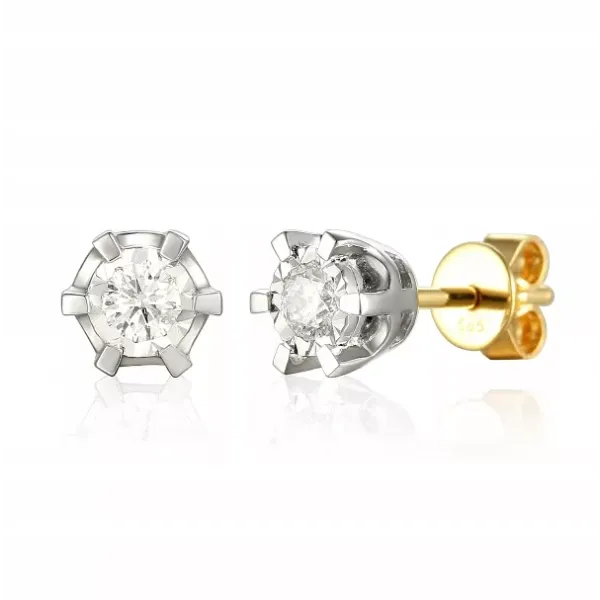 ZŁOTE 585 KOLCZYKI Z DIAMENTAMI 0.28ct SZTYFT