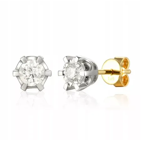 KOLCZYKI Z DIAMENTAMI 0,18ct SZTYFT PRÓBA 585