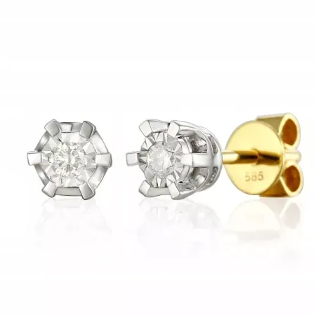 ZŁOTE KOLCZYKI DIAMENTY 0,11 ct SZTYFT 585 PREZENT ZŁOTE KOLCZYKI DIAMENTY 0,11 ct SZTYFT 585 PREZENT
