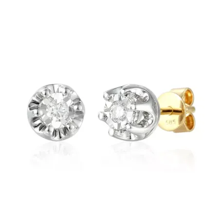 KOLCZYKI Z BRYLANTAMI 0,28ct SZTYFT DWUKOLOROWE