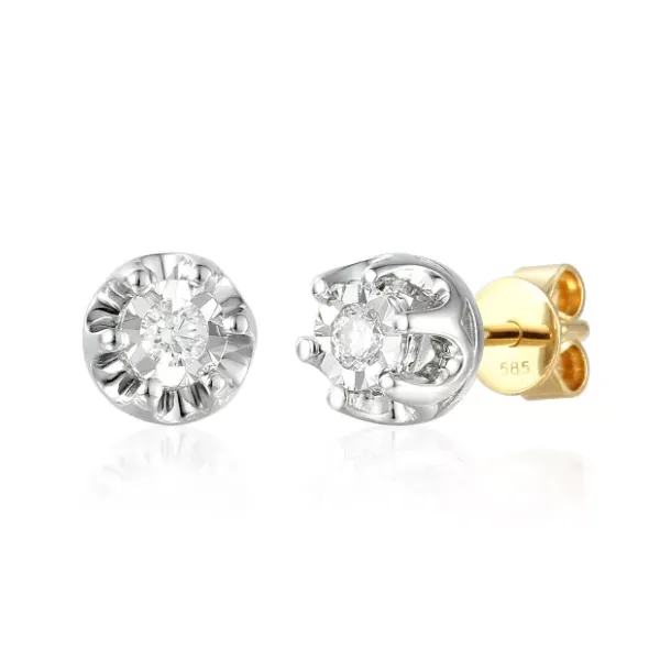 KOLCZYKI Z BRYLANTAMI 0,28ct SZTYFT DWUKOLOROWE