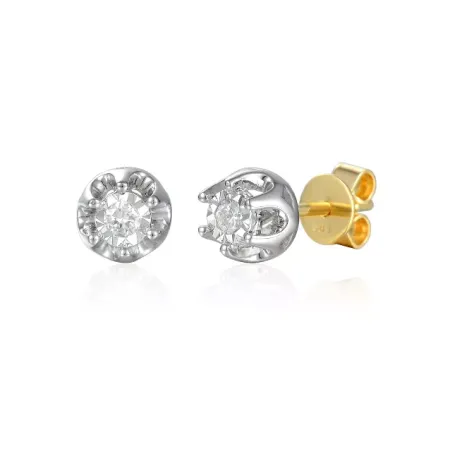 KOLCZYKI Z BRYLANTAMI 0,08ct SZTYFT PRÓBA 585 
