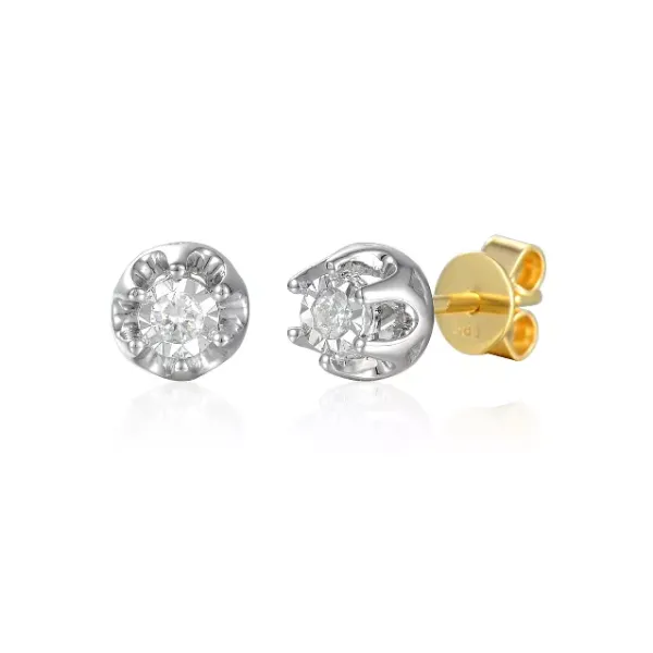 KOLCZYKI Z BRYLANTAMI 0,08ct SZTYFT PRÓBA 585 